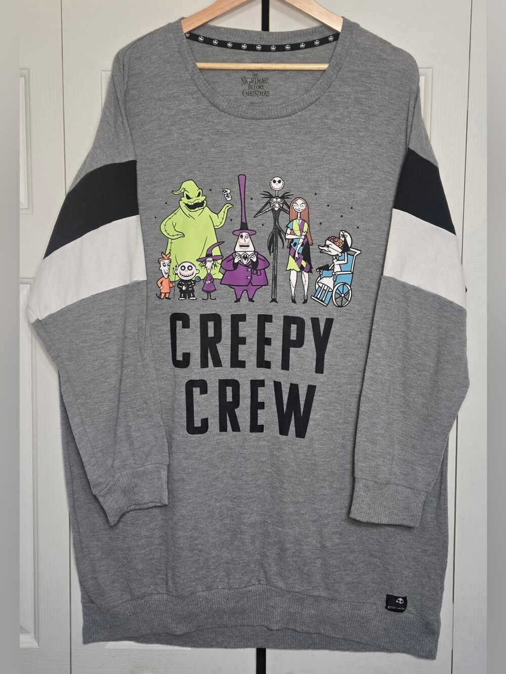 Disney Nightmare Before Christmas Sleepwear Crewneck Sweatshirt Dress Gray 2X
